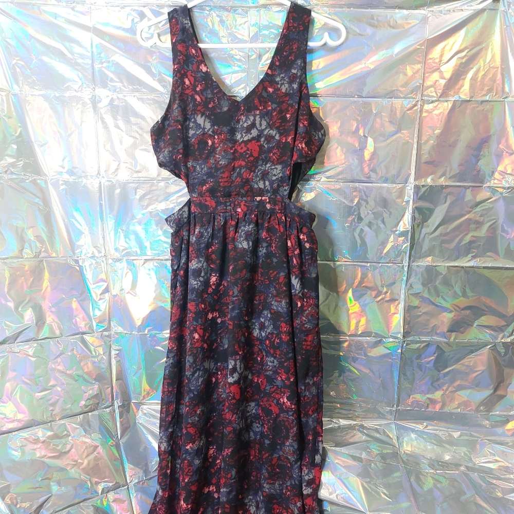 One Clothing Patterned Cut Out Maxi Dress